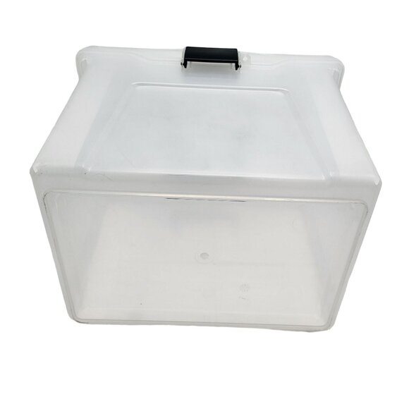 Portable Travel File Holder Box Letter Size W Storage & Top Handle Clear Black - Picture 6 of 11